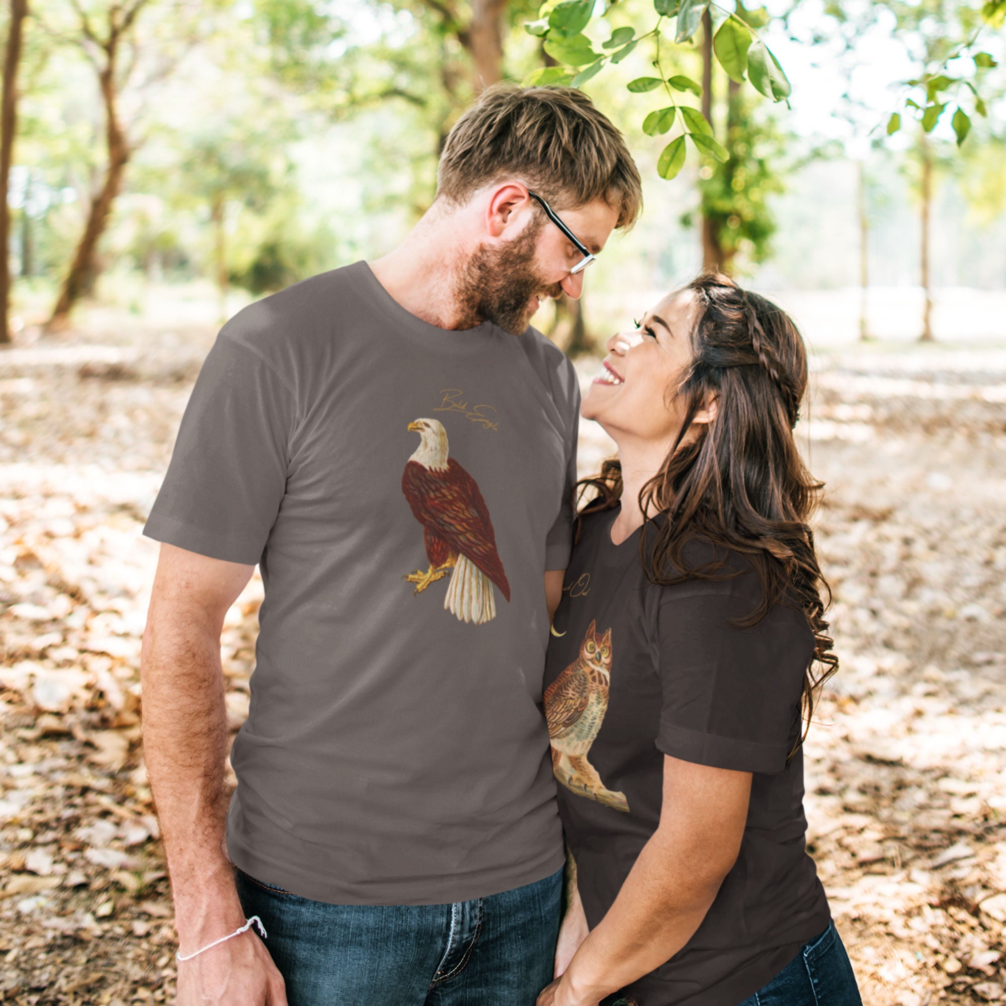 Navy blue bird shirt with vintage artwork of a bald eagle and the words "Bald Eagle" centered above the art.