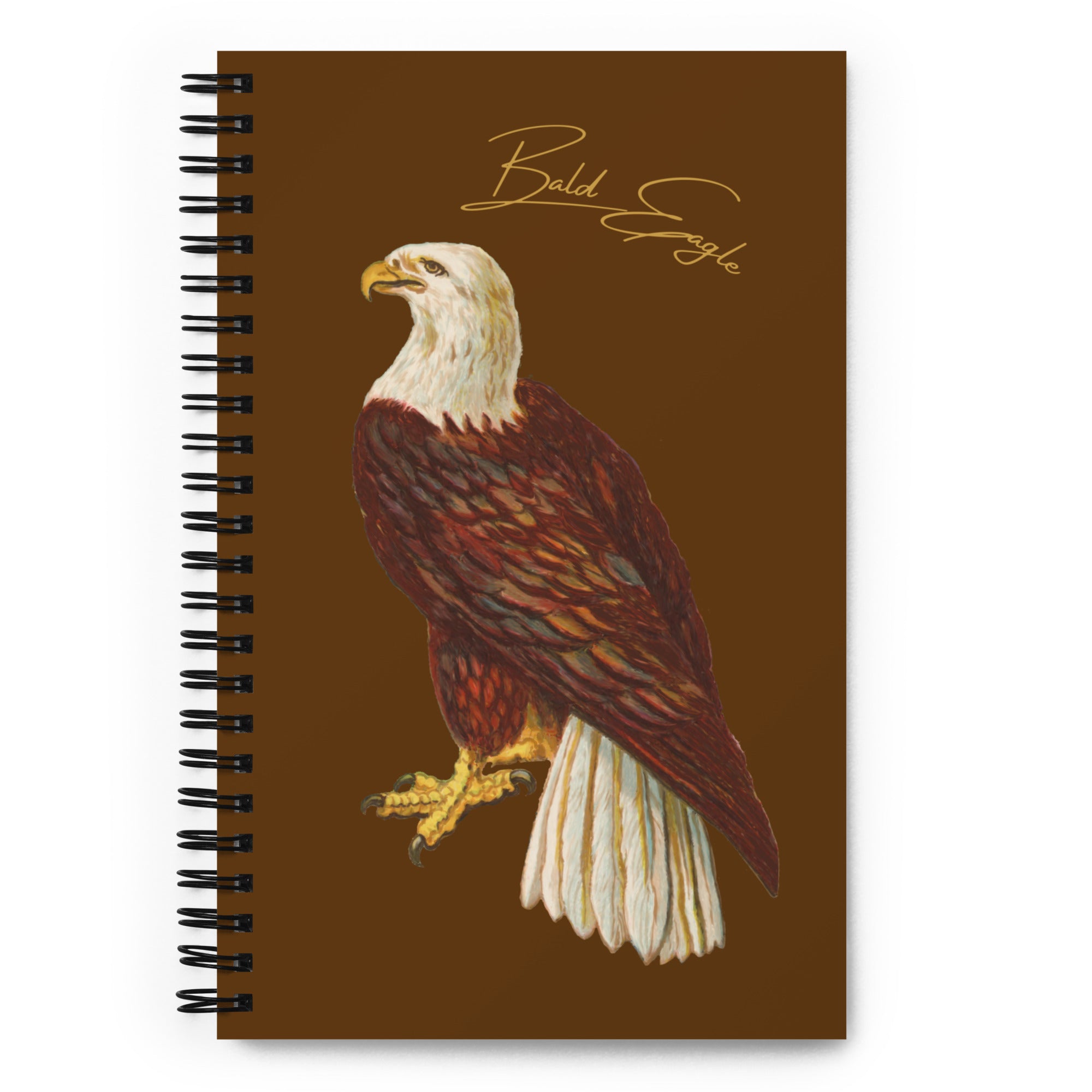 Spiral notebook with vintage artwork of a bald eagle on the front.