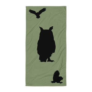 Bird Silhouette Towel - Great Horned Owl