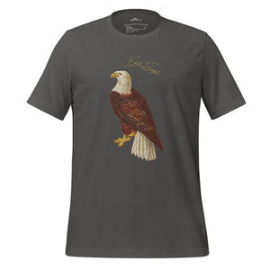 Dark gray bird shirt with vintage artwork of a bald eagle and the words "Bald Eagle" centered above the art.