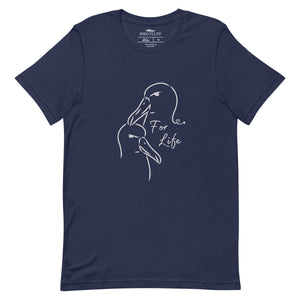 Navy blue unisex bird shirt featuring a line drawing of two Albatross heads and the words "For Life" on the front.