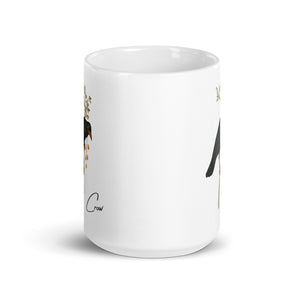 White 15oz mug with a vintage illustration of a Crow and the words "Crow" next to the bird.