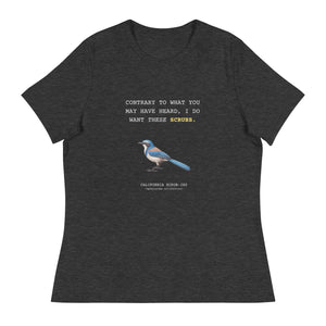 I Want These Scrubs California Scrub-Jay Women's Relaxed Bird T-Shirt