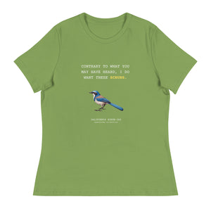 I Want These Scrubs California Scrub-Jay Women's Relaxed Bird T-Shirt